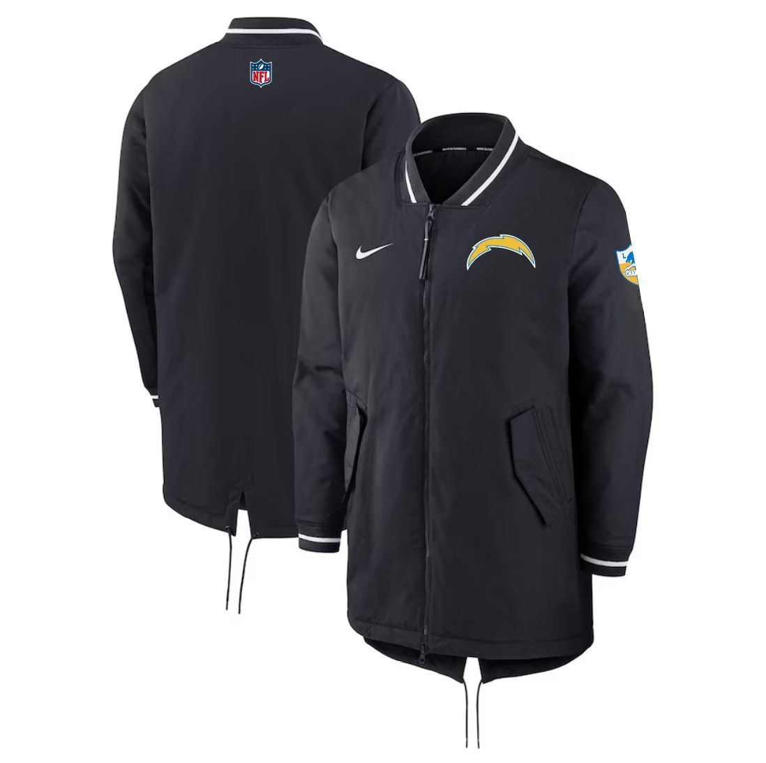 Men 2026 NFL Los Angeles Chargers black Extended Cotton Jacket style 01